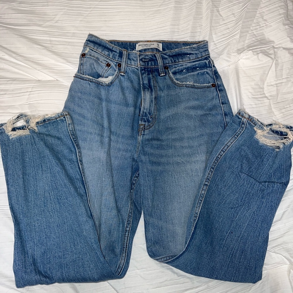 Abercrombie distressed straight jeans